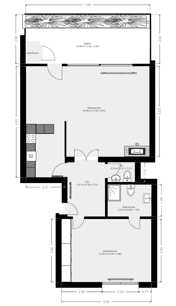 Grundriss der Wohnung Fliederweg 1